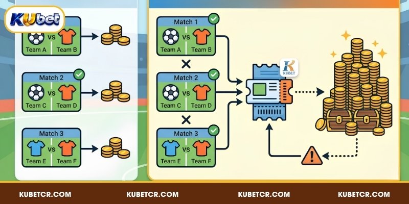 Cược xiên KUBET là hình thức kết hợp nhiều kèo cược cùng