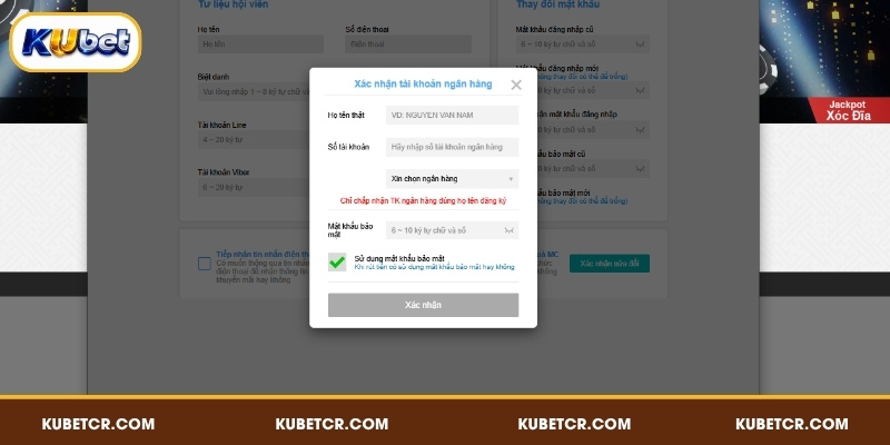 Đăng nhập KUBET và liên kết tài khoản ngân hàng chính chủ