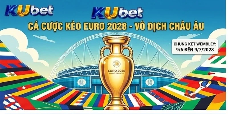Chuyên gia KUBET phân tích kèo Euro 2028 với màn hình tỷ lệ kèo và biểu đồ xG